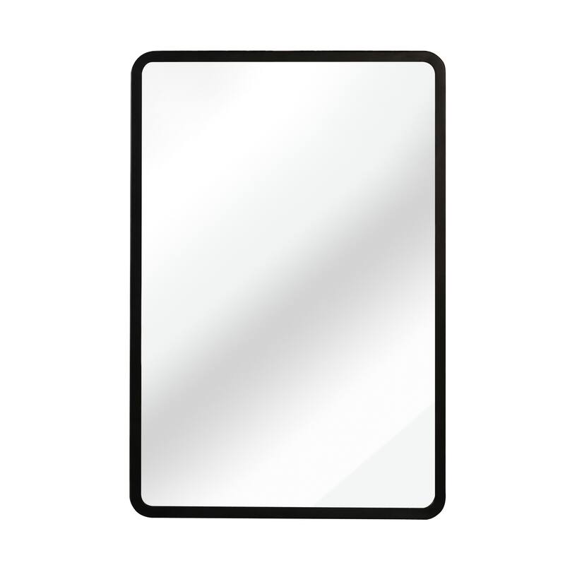 Black Medicine Cabinet Metal Framed Wall mount or Recessed Mirror Cabinet - 16"×24"