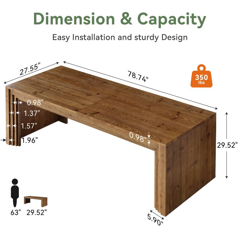 78.7 Inch Executive Desk, Large Solid Wood Computer Desk for Home Office