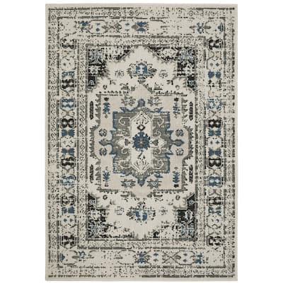 Salinas Beige Grey Oriental Outdoor Casual Area Rug