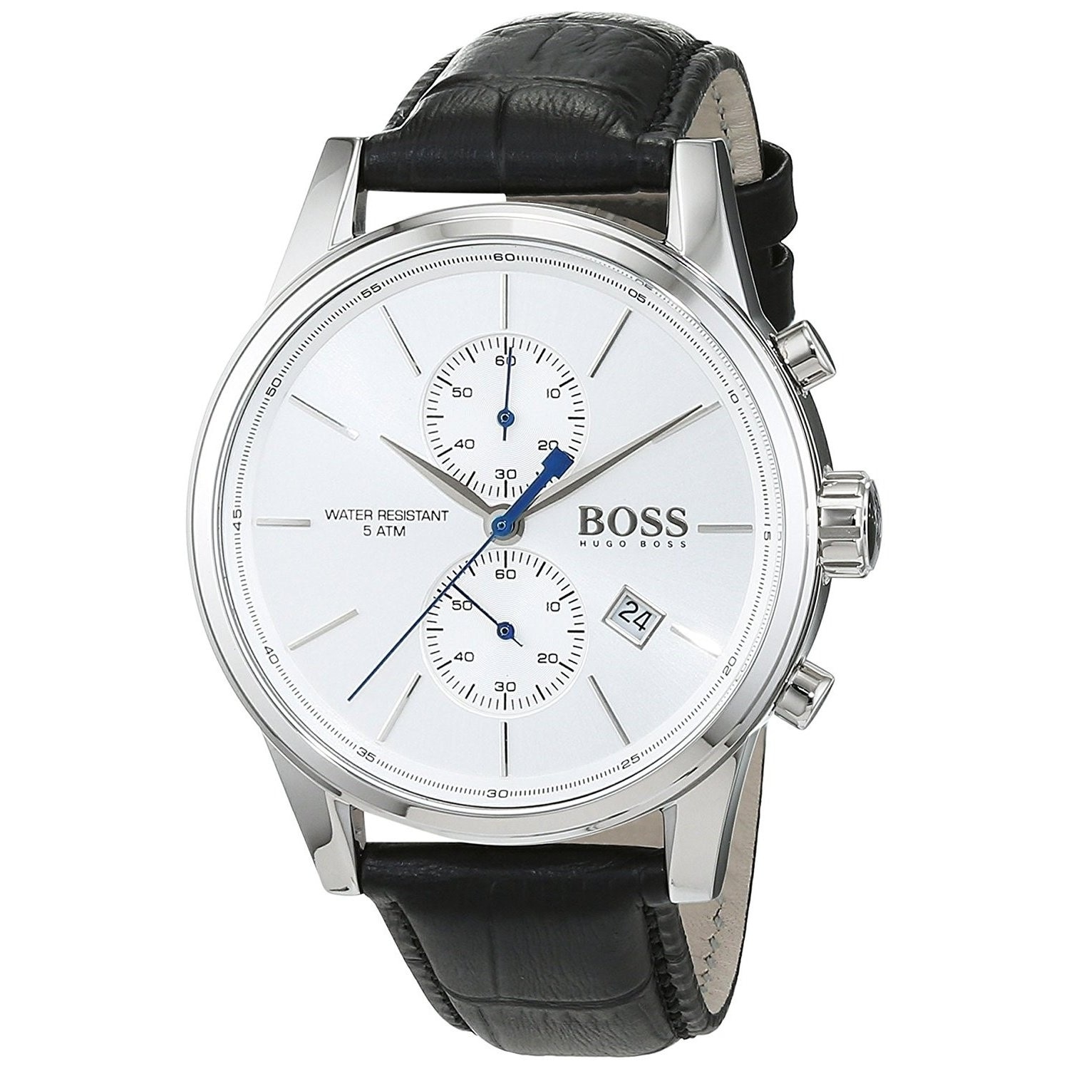 Hugo Boss Men's 1513282 'Jet' Chronograph Black Leather Watch - Silver -  Overstock - 22301937