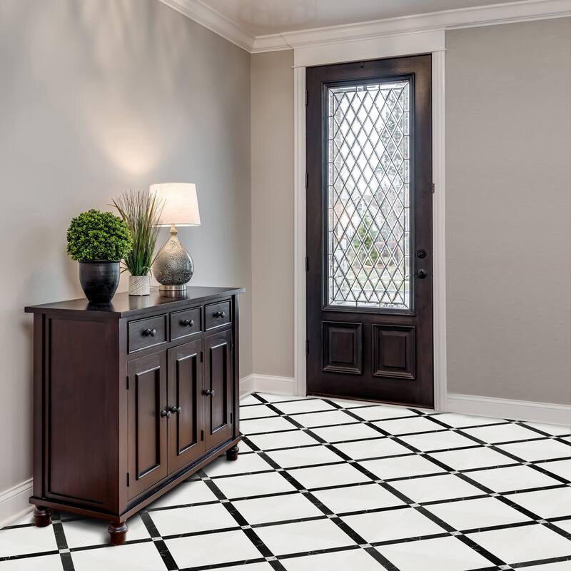 Achim Retro 12x12 Self Adhesive Vinyl Floor Tile - Marble Criss Cross - 20 Tiles/20 sq. ft.