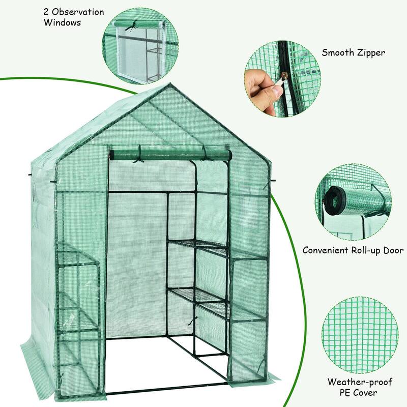 Gymax Walk-in Greenhouse 56''x56''x77'' Gardening w/Observation - See Details
