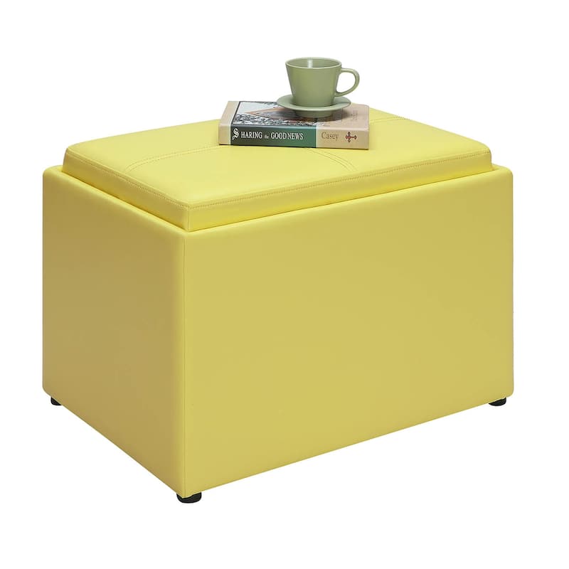 Storage Ottoman with Reversible Tray - Decorative and Functional Accent with Hidden Storage for Modern Living Rooms