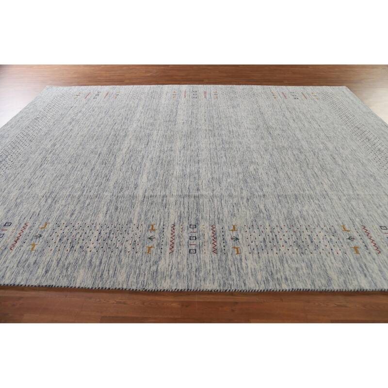 Gabbeh Beige Indian Area Rug Hand-Knotted Wool Carpet - 9'1"x 11'10"