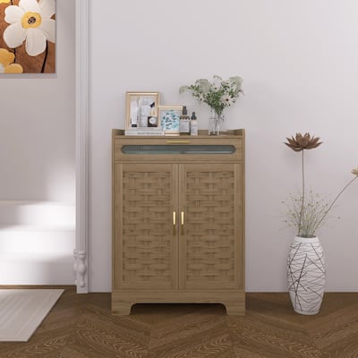 30 Inch Coffee Bar Cabinet, Modern Farmhouse Buffet Sideboard with Drawer and Adjustable Shelf, Two Cabinet Doors