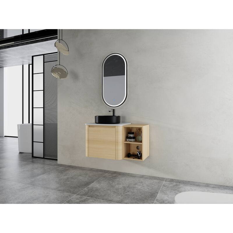24" Wall Mounted Floating Cabinet /Side Cabinet Combo, Rectangular Vanity, Small Bathroom Sink With Single Faucet Hole