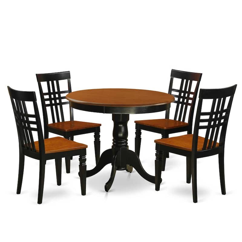 Kitchen Table Set with Chairs - 5 Piece Dining Room Set - Round Table & Dining Chairs
