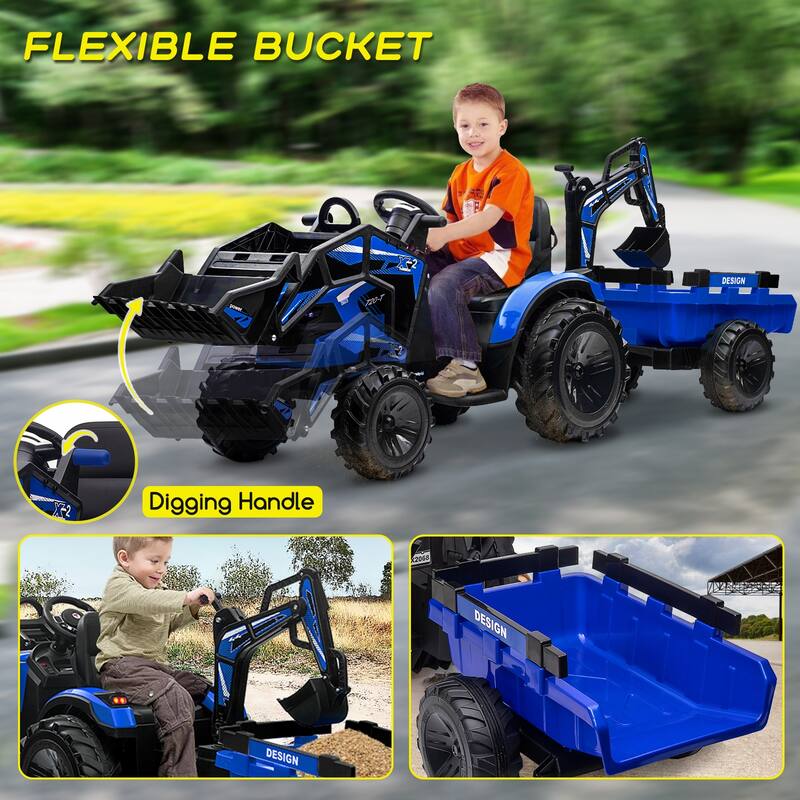 3 in 1 Ride on Tractor Excavator Bulldozer 24V