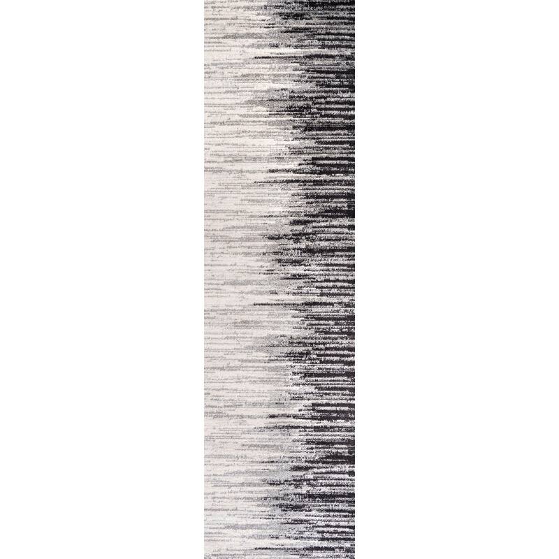 JONATHAN Y Shore Modern Half-Stripe Area Rug - 2 X 8 - Gray/Cream
