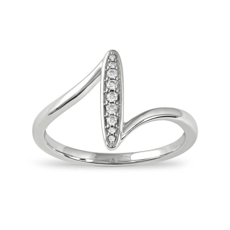 1/20ct TDW Diamond Bypass Fashion Ring in 10k Gold for Women - 8.5 - White