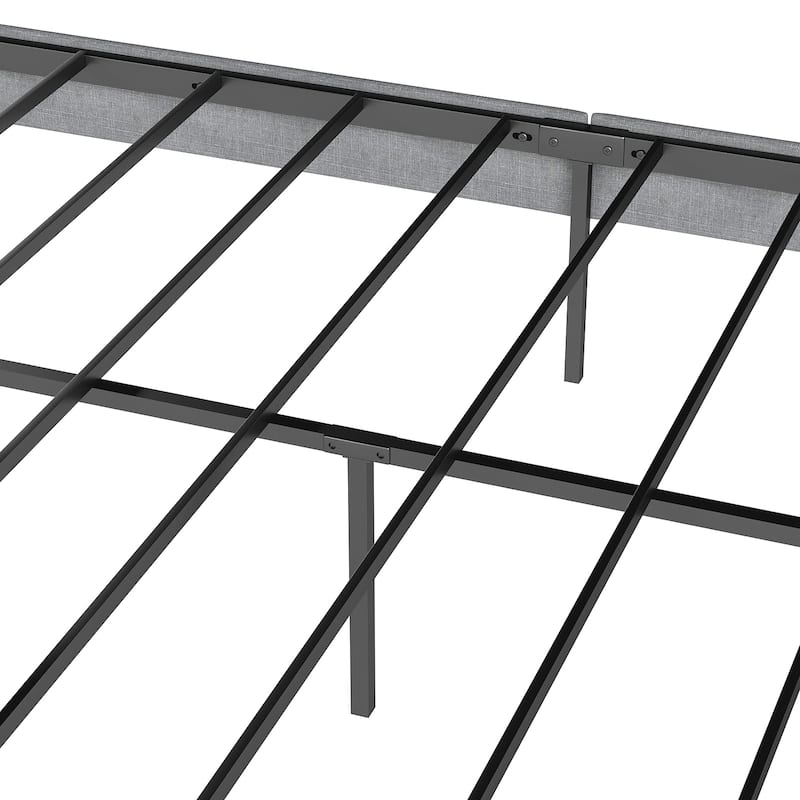 Queen Size Upholstered Platform Bed Frame - With Headboard, No Box Spring Needed, 14" Underbed Storage​