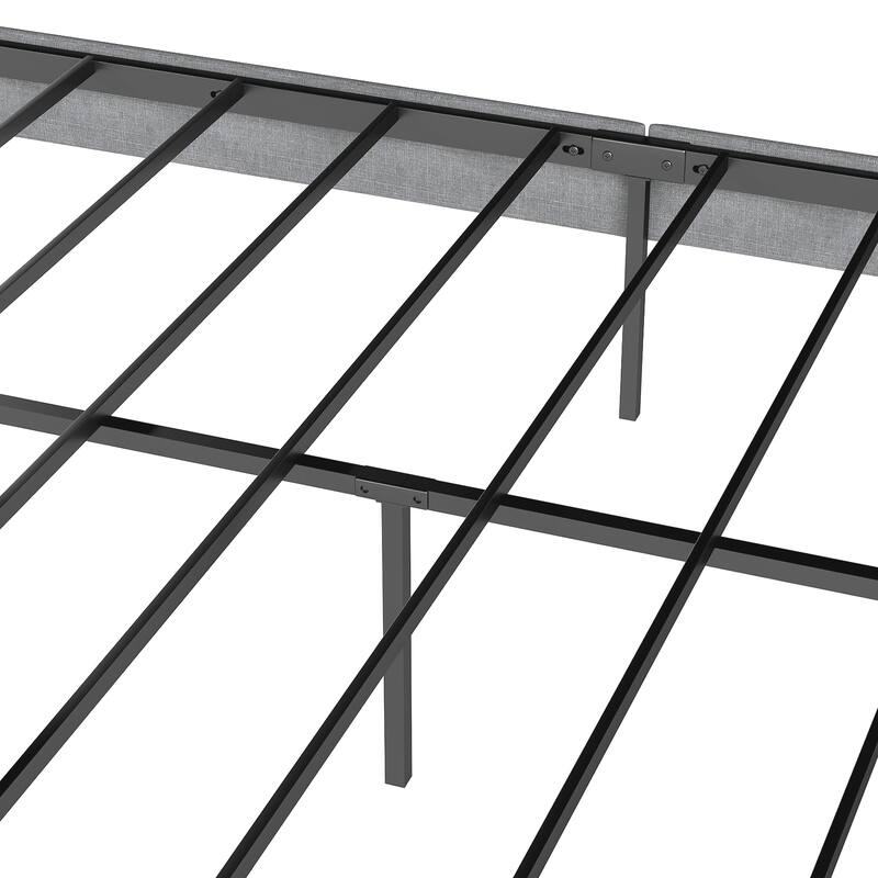 Queen Size Upholstered Platform Bed with Headboard, 14'' Underbed Storage, No Box Spring Needed