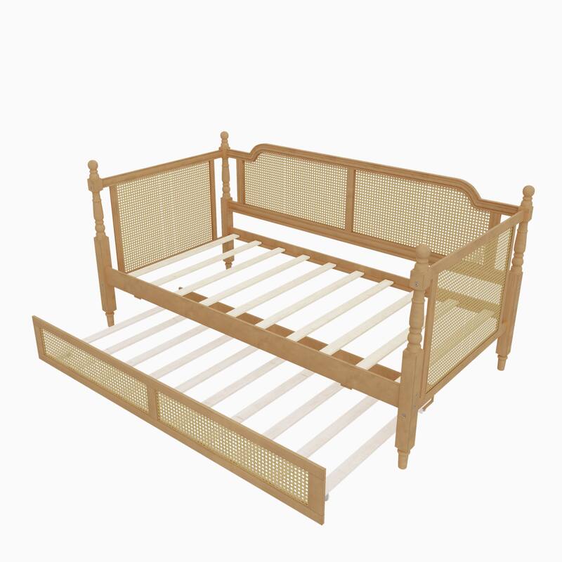GDFStudio - Camille Traditional Rattan Twin Daybed with Drawers