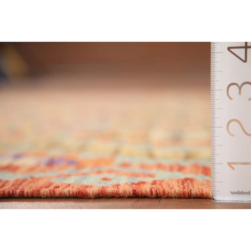 Hand Woven Oriental 100% Wool Carpet Southwestern All-Over Oranges & Rust Kilim Area Rug - 6' 9'' X 5' 3''