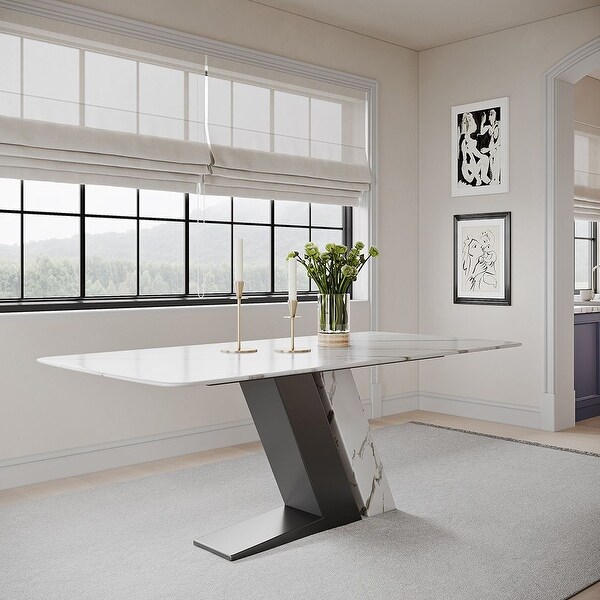 Modern Luxury White Rectangular Dining Table with Glossy Sintered
