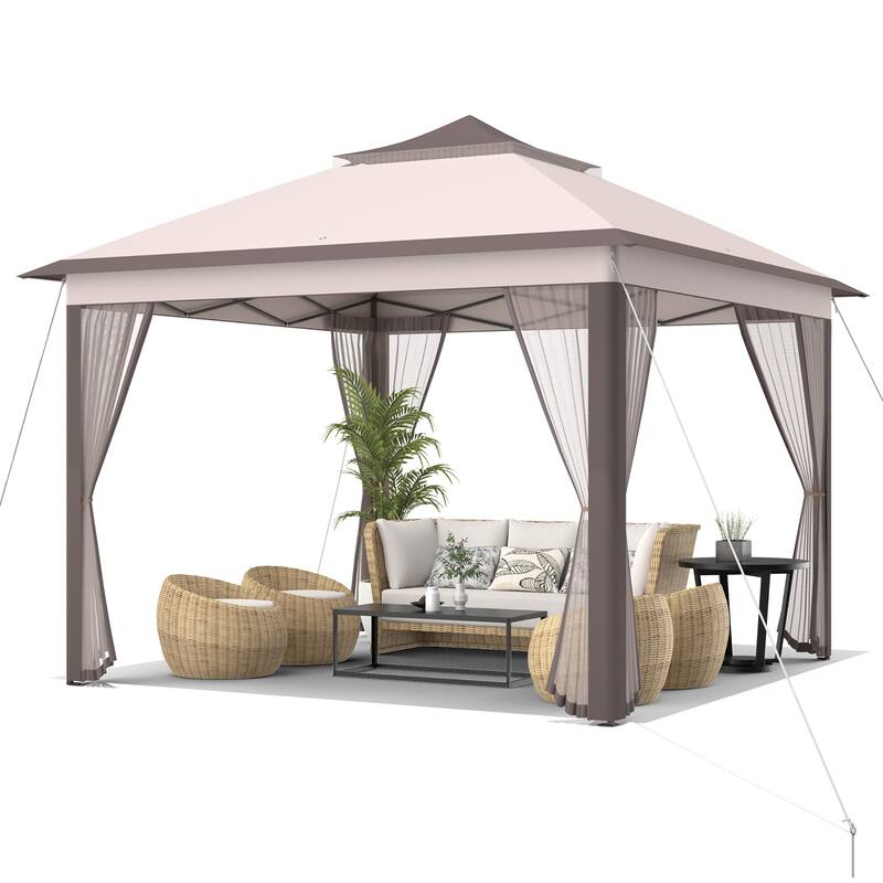 Costway 11'x11' 2-Tier Pop-Up Gazebo Tent Portable Canopy Shelter - See Details