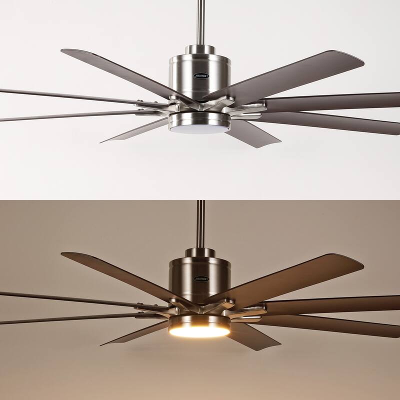 Miranda 66" 1-Light Contemporary Iron Mobile-App/Remote-Controlled 6-Speed Ceiling Fan with Integrated LED Light by JONATHAN Y