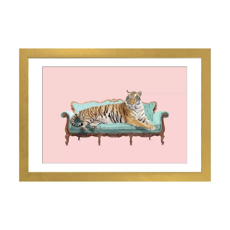 iCanvas "Lazy Tiger" by Robert Farkas - Gold - 16x24x1