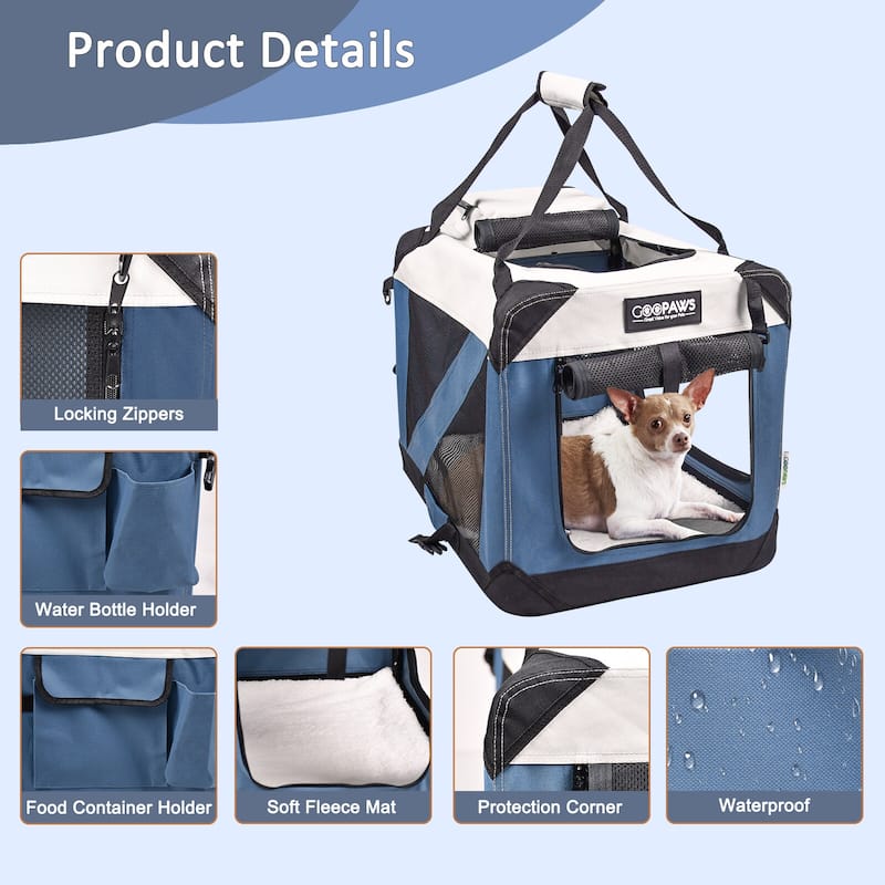 JESPET Indoor & Outdoor 3-Door Collapsible Soft-Sided Dog Crate