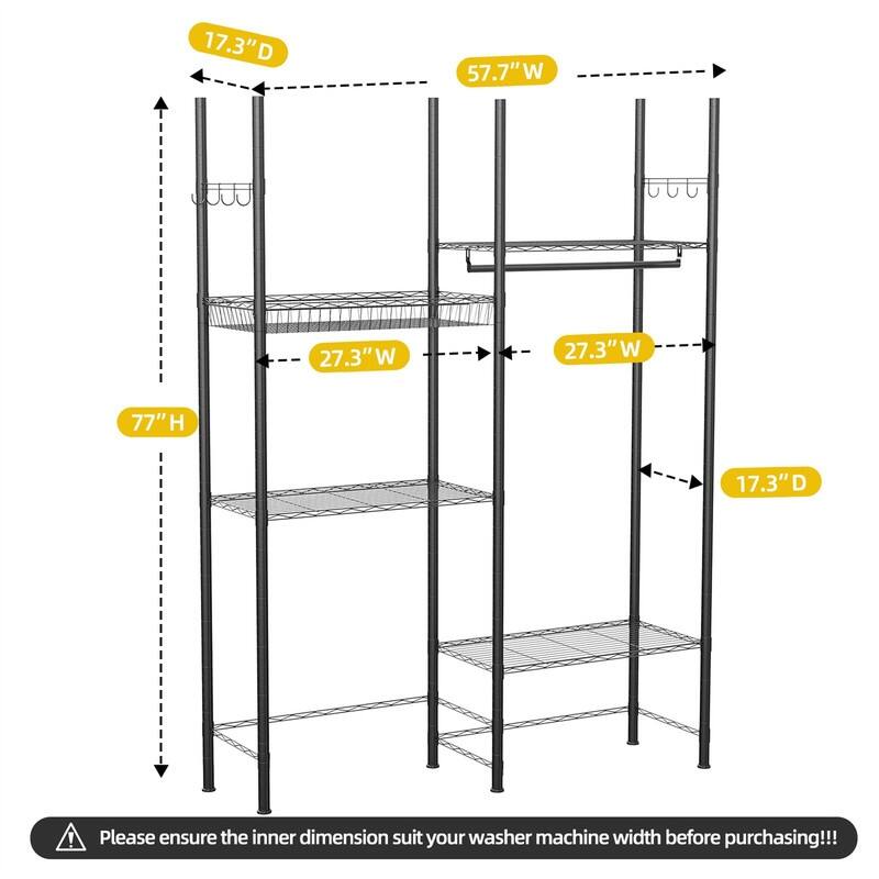 Over Washer and Dryer Shelves - 17.32"D x 57.68"W x 77"H