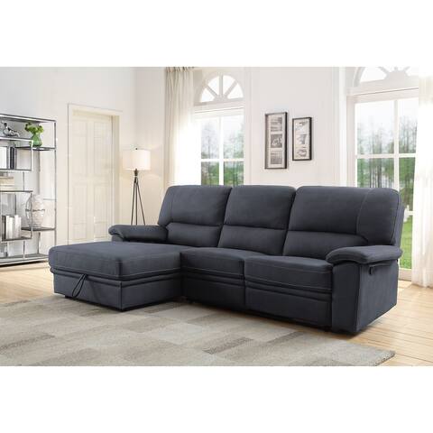Reclining Sectional Sofa in Dark Gray/Brown Fabric