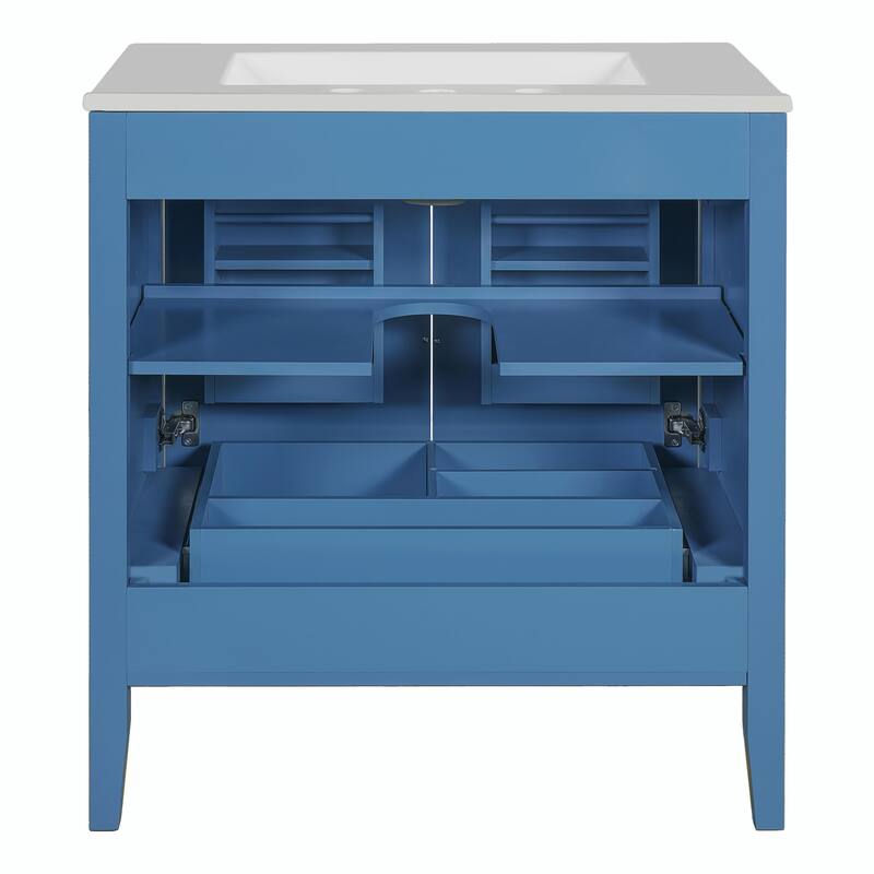 30" Bathroom Storage Cabinet with 2 Soft Closing Doors, Organizer, Hidden Drawer and Adjustable Shelf