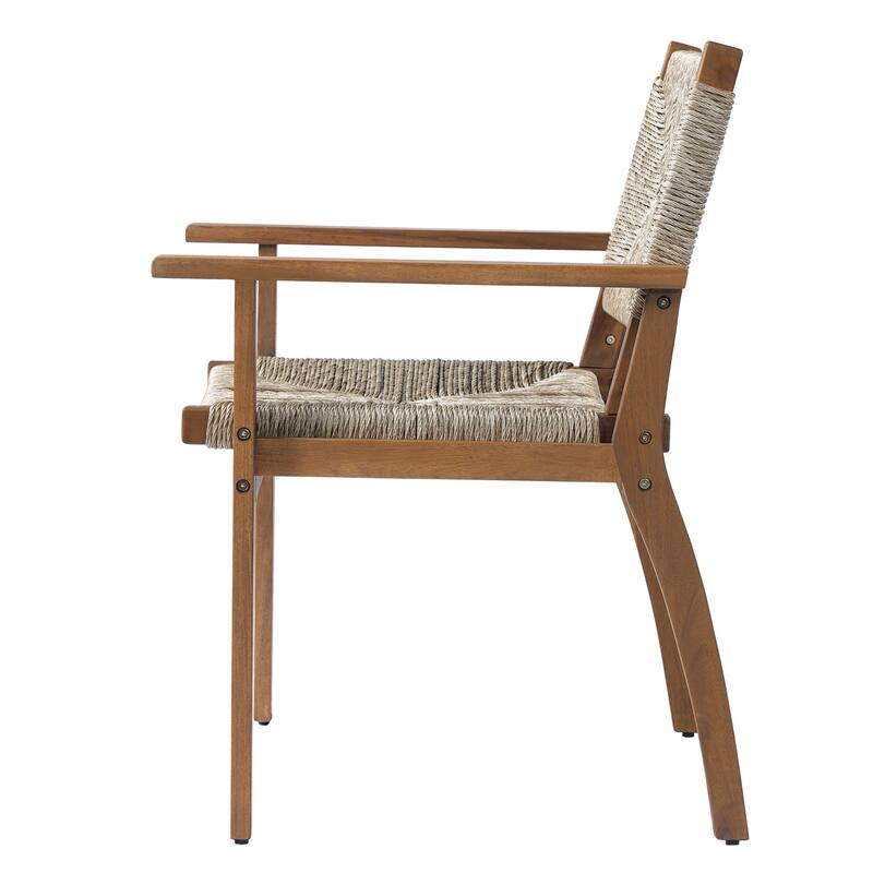 Christopher Knight Home - Outdoor Acacia Wood Dining Chair with Handwoven Wicker Seat (Set of 2)