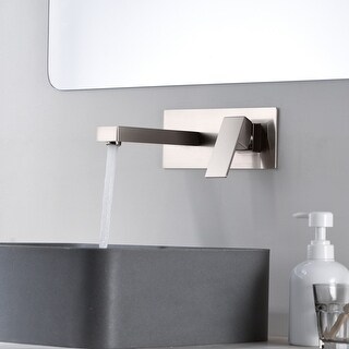 Sumerain Wall Mount Bathroom Sink Faucet - Brushed Gold, Left-Handle Single Lever, Includes Rough-in Valve (Model S1389BGI-LH)