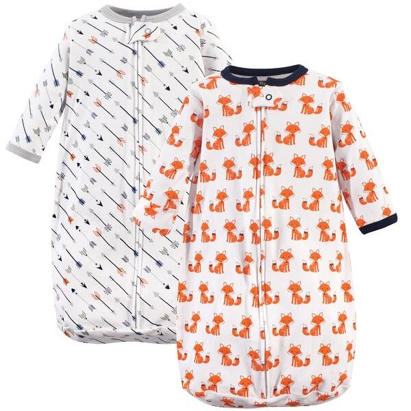 slide 1 of 1, Hudson Baby Infant Boy Cotton Long-Sleeve Wearable Sleeping Bag, Sack, Blanket, Foxes 0-3 Months - Foxes