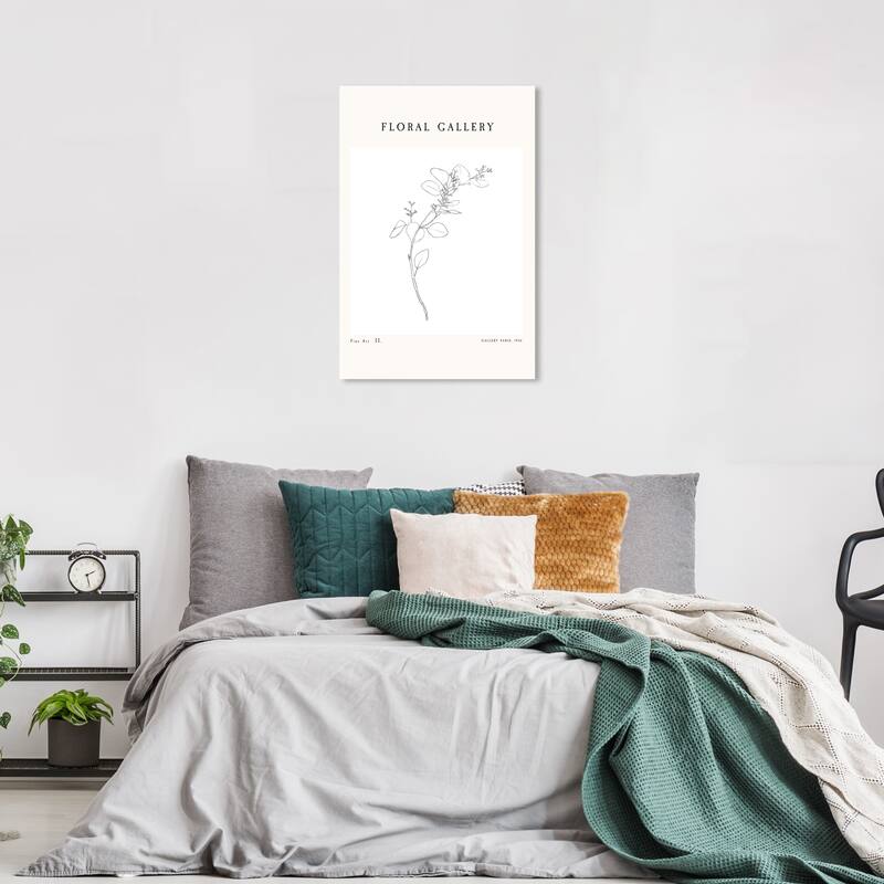 Wynwood Studio Canvas Advertising Floral Gallery Art Piece II Black and Cream White Modern & Contemporary Wall Art Canvas Print - 36 x 24