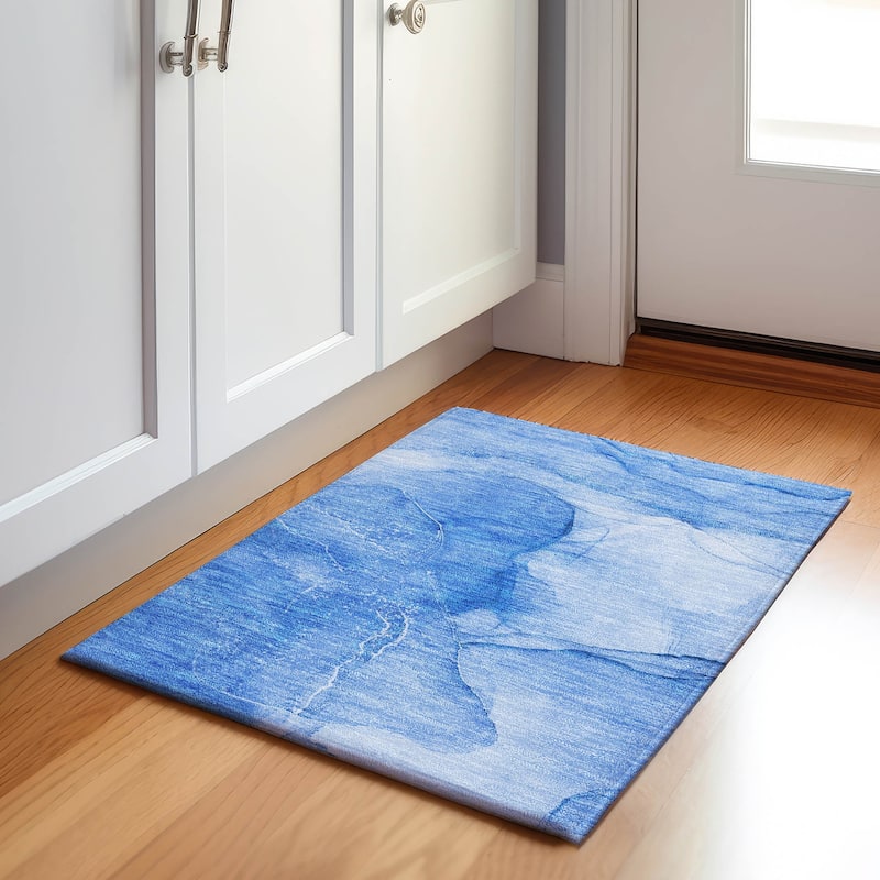 Premium Washable Super Soft Modern Glam Mayfield Rug - Blue - 1' 8" x 2' 6" - Rectangle