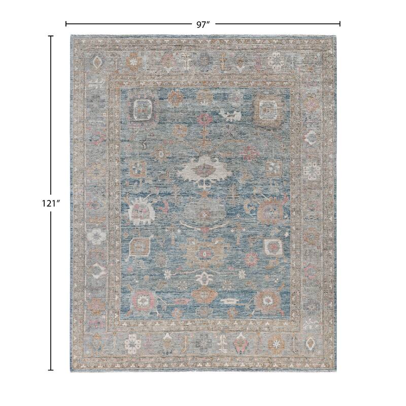 Oushak One-of-a-Kind Hand-Knotted Area Rug - Blue - 8' 1" x 10' 1"