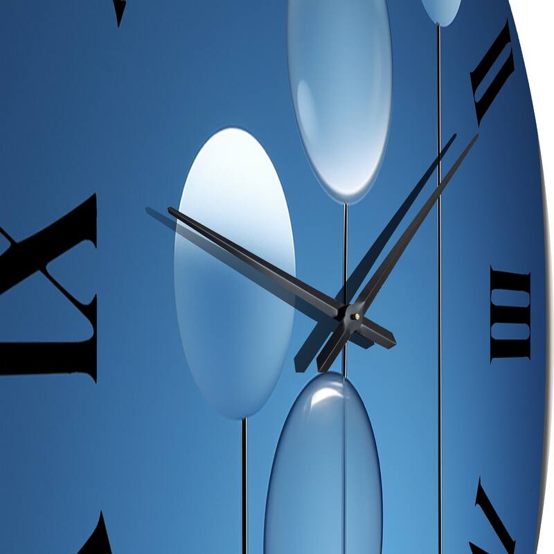 Designart "Serenity Sapphire Circular Spheres III" Modern Geometric Oversized Wall Clock