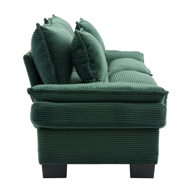 Corduroy Couch Loveseat Sofa with Pillows,Comfy Upholstered Deep Seat Sofa for Bedroom,Living Room,Office
