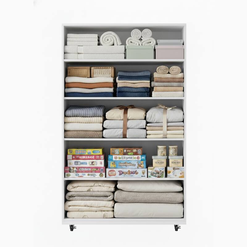 5 Drawer Dresser on Wheels Rustic Brown Rolling Chest of Drawers Storage Cabinet for Bedroom Closet, Wide Drawer Organizer