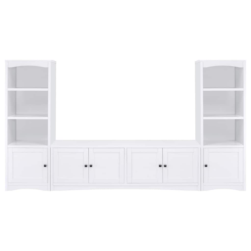 Donna 3pc TV Stand Wall Unit with 2 Media Towers, White, 78 Inch
