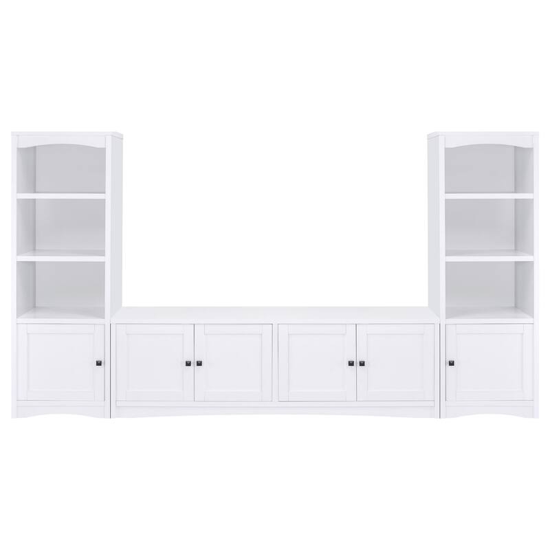 Donna 3pc TV Stand Wall Unit with 2 Media Towers, White, 78 Inch