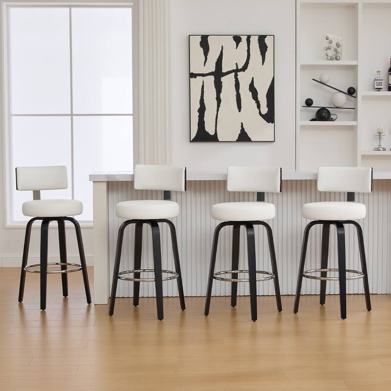 Upholstered Swivel Counter/ Bar Stools with T-Shaped Backrest