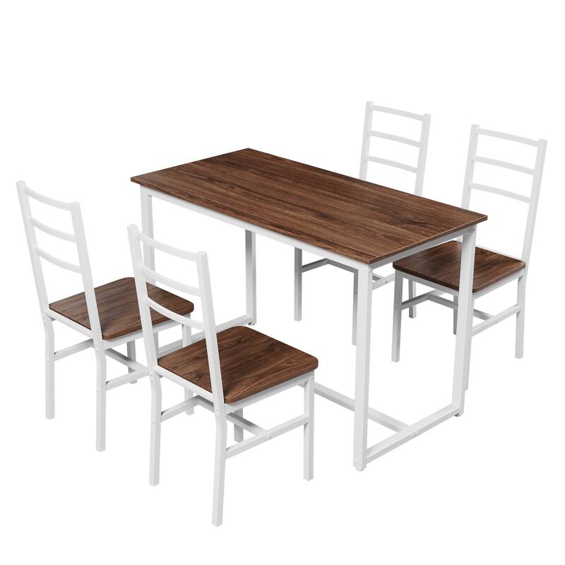 Dining Table Set for 4, Wood Kitchen Table Chairs Set, Space-Saving Design, Modern 5-Piece Dinette Set for Kitchen