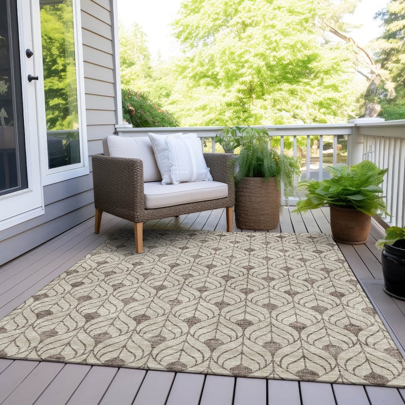 Machine Washable Indoor/ Outdoor Chantille Contempoary Geo Rug - Brown - 3' x 5'