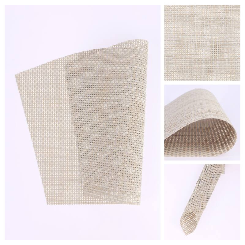 Placemats Set of 6 PVC Solid Placemats for Kitchen Dining Table Decor - 17*11.5Inch - Khaki