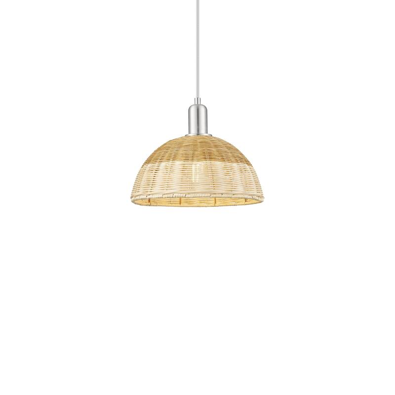Innovations Lighting 716-1P-15-12 Natural Ballston Dome Pendant - Brushed Satin Nickel / Natural
