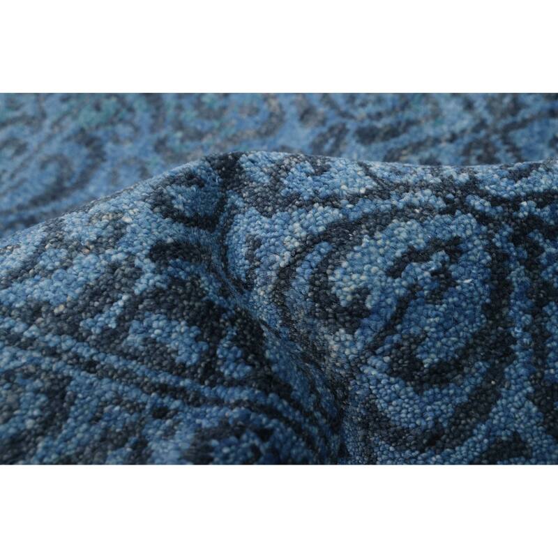 ECARPETGALLERY Hand-knotted Vibrance Blue Wool Rug - 8'1 x 10'0