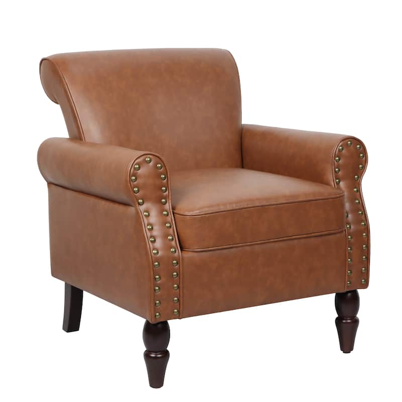 Mid-Century Modern Accent Chairs with Nailhead Trim