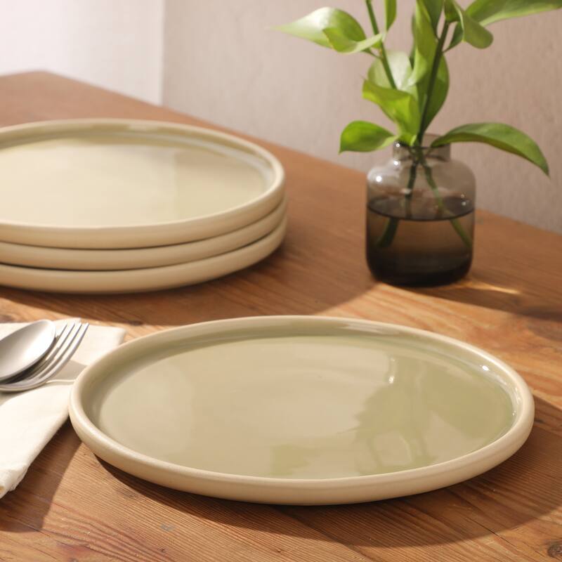 Gibson Elite - Made in Portugal - Port Gaia 10.2 Inch Dinner Plates Set of 4 - Reactive Glaze Dish Set