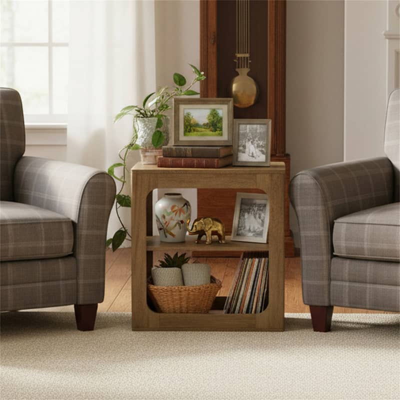 23.6" End Table with Storage Shelves, 3-Tier Side Table for Living Room