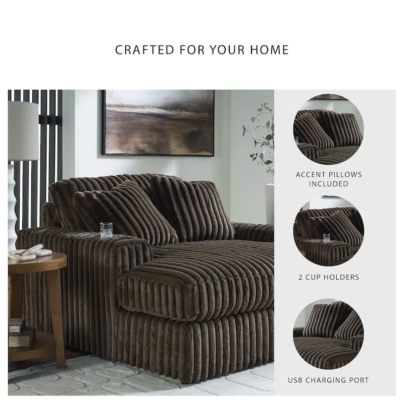 Signature Design by Ashley Midnight-Madness Brown Oversized Chaise - 64" W x 68" D x 41" H