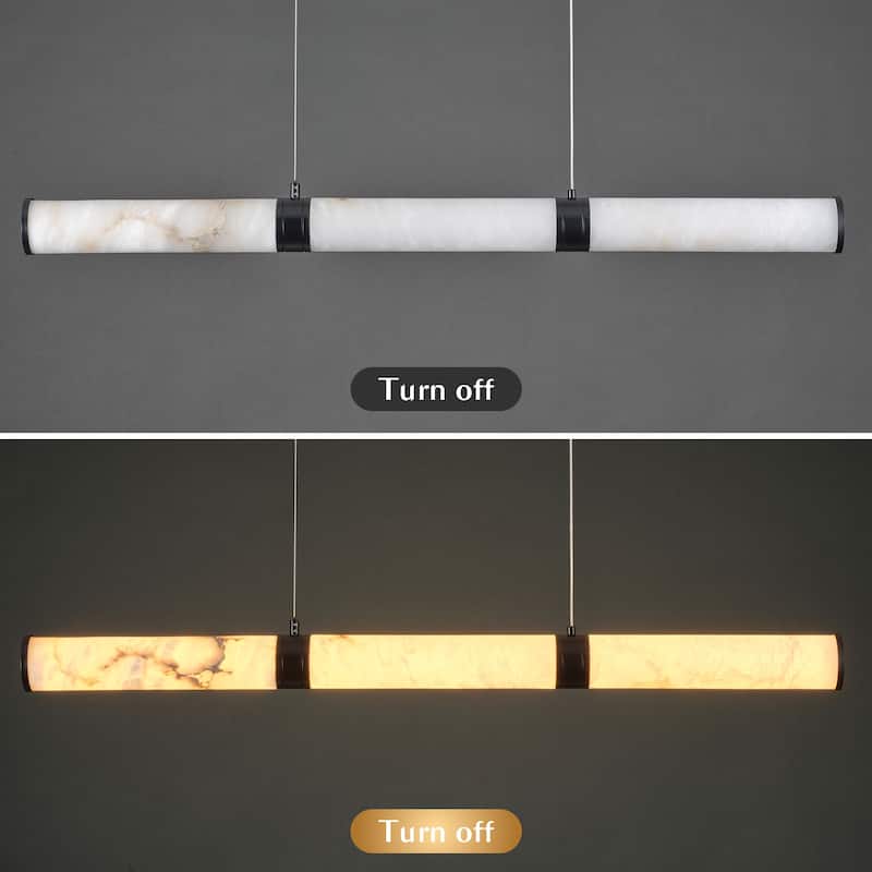 KAYLA L47.2in Alabaster Chandelier,Brass LED Chandeliers - 47.2in