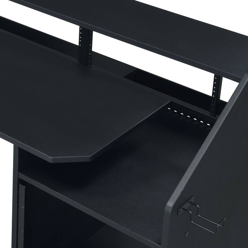 71-Inch Music Desk with Earphone Rack, 6 Adjustable Shelves, MDF & Metal Construction