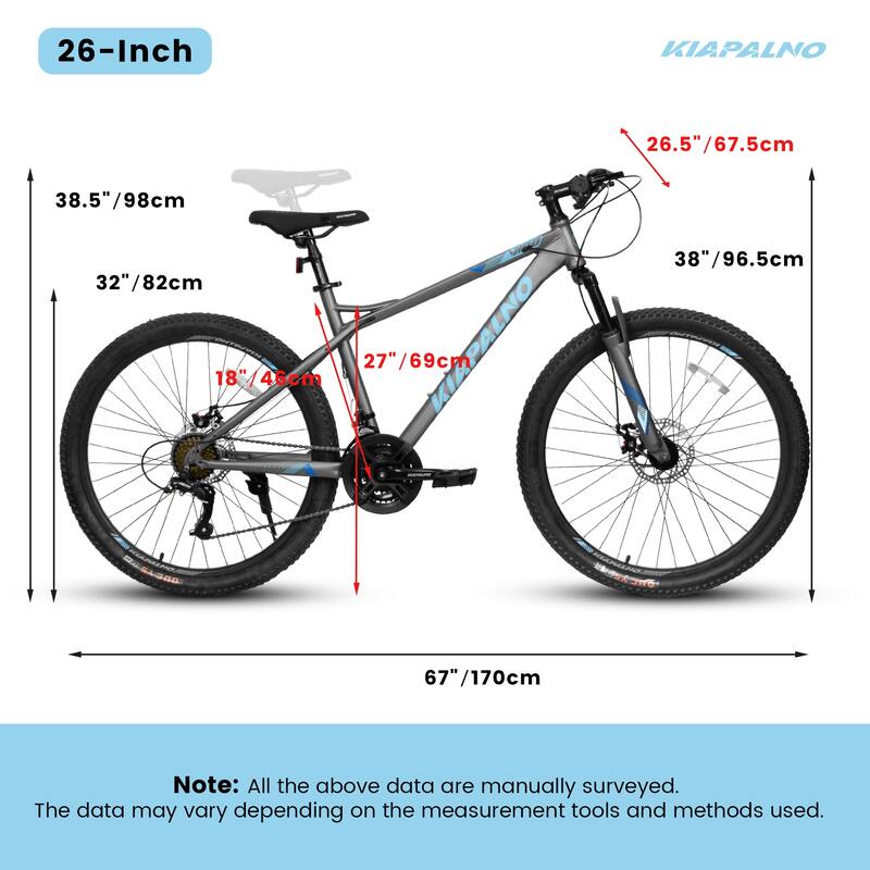26-Inch Mountain Bike for Adults and Teenagers, High Carbon Steel Frame, Front and Rear Mechanical Disc Brakes, 21-Speed